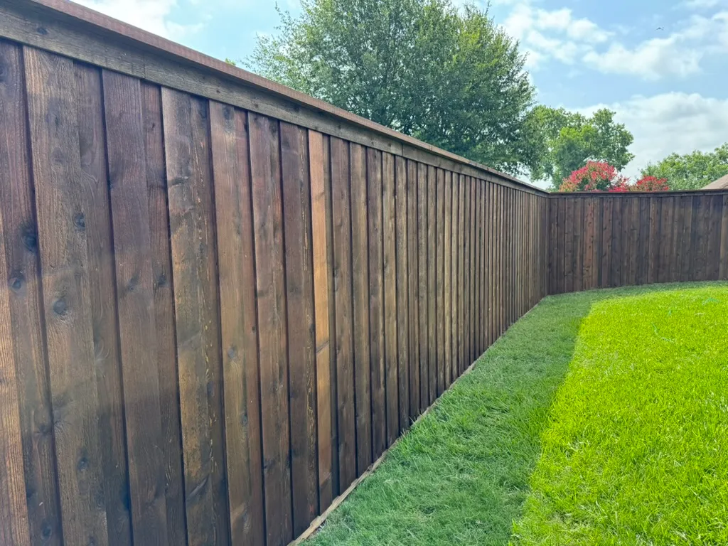 Backyard fence replacement with fresh cedar pickets