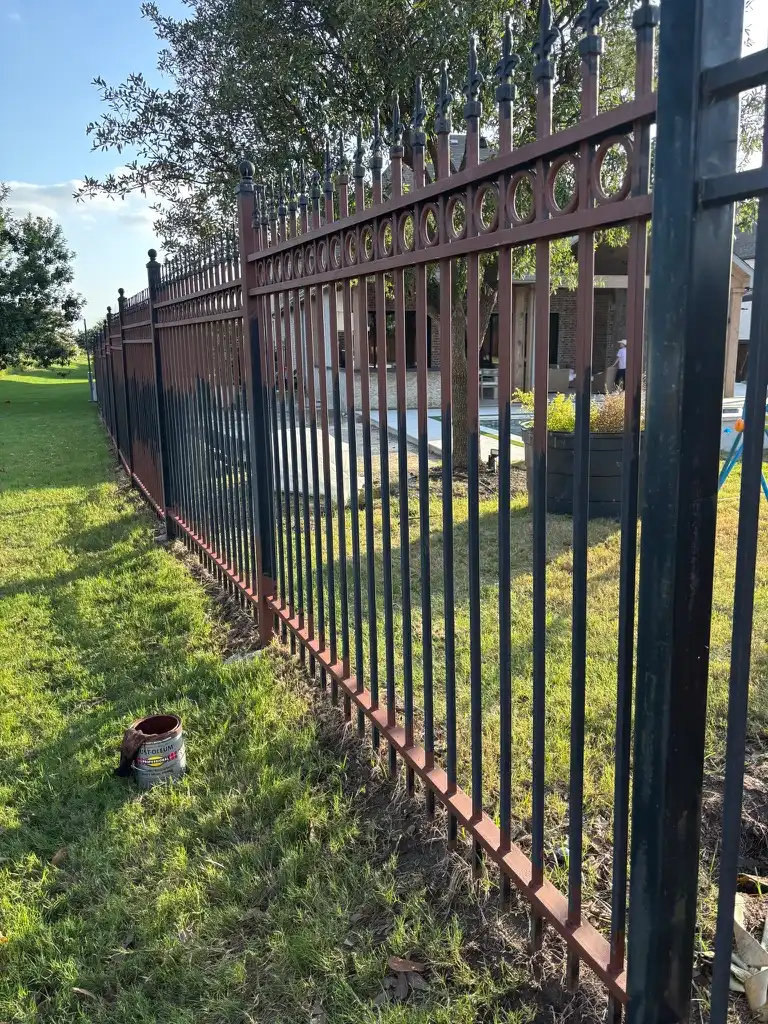 Restored ornamental iron fence with fresh powder coat